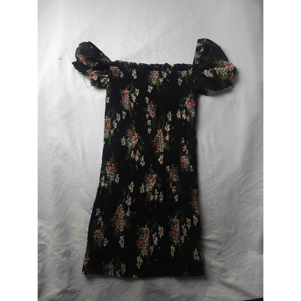 Revamped Mini Dress XS Smocked Dark Floral Coquette Whimsigoth Fairy Cottagecore